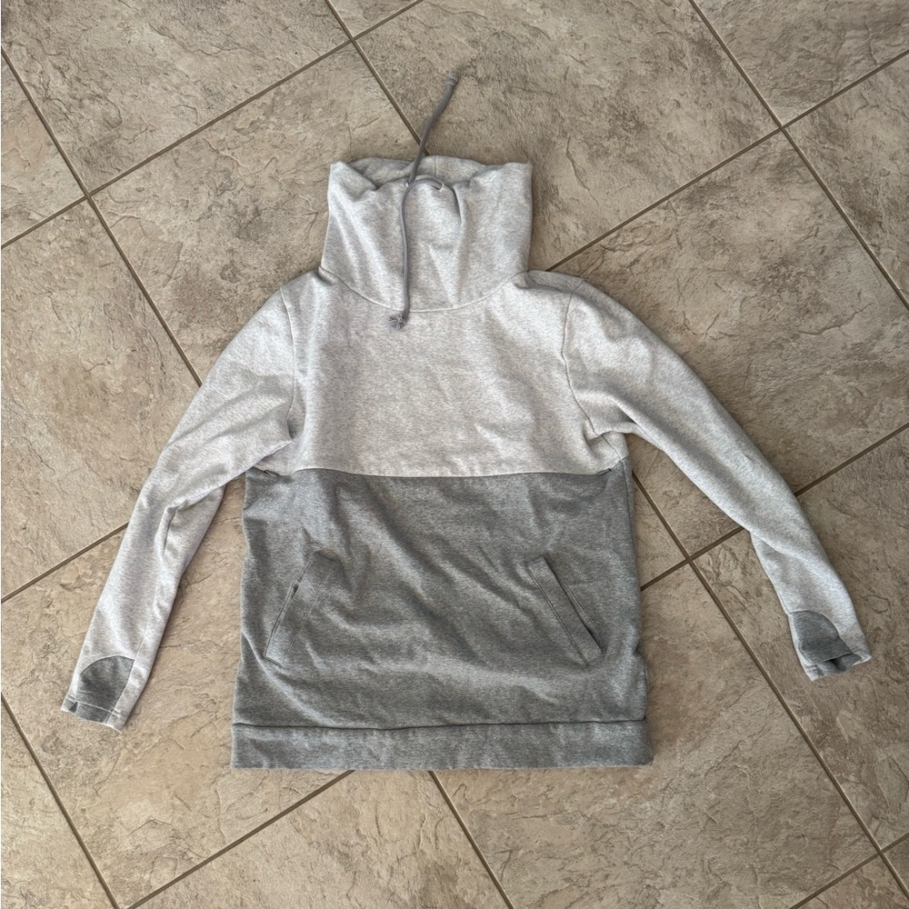 Nursing Queen Light Gray Cowl Neck Hoodie Front Zipper Size M